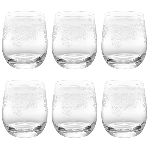 Livellara Milano Tumbler 460 ml Glas, 6er-Set, bunte und detailreiche Wasserbecher, Rokoko-Stil, Kollektion: Louis XV von Livellara MILANO