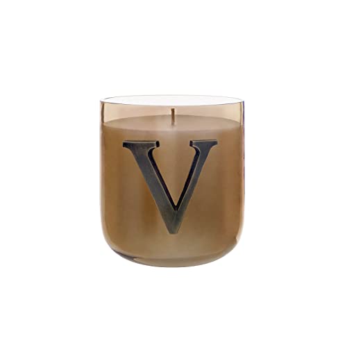 Livellara Milano Kerze aus Glas, Wachs und Metall, personalisiert mit Buchstabe V, Geschenkidee, Geburtstag, Abschlussfeier, Kollektion: Lettering von Livellara MILANO
