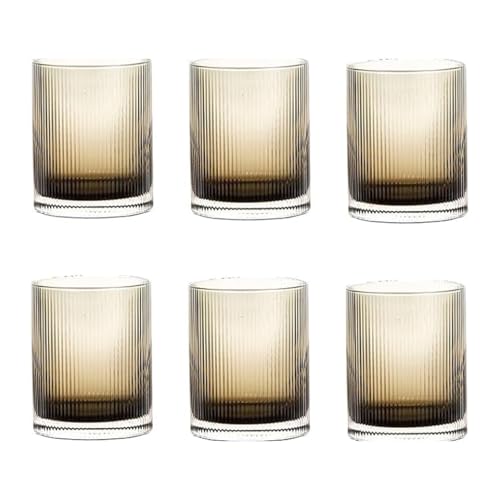 Livellara Milano Set mit 6 Rauchgläsern aus Glas der Linie Rigatino, frisches und zeitgenössisches Design, ideal für kalte oder heiße Getränke von Livellara MILANO