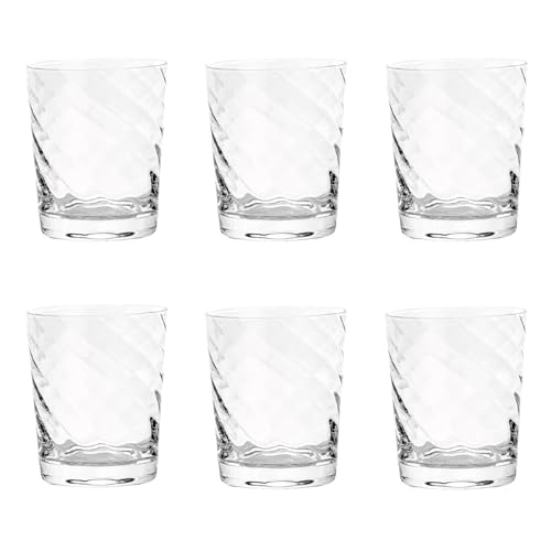 Livellara Milano Set mit 6 farbigen Glas-Tumblern mit Reliefbearbeitung, venezianischer Linie, elegantes und originelles Design, transparent von Livellara MILANO