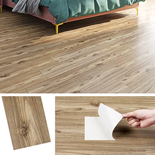 Livelynine 16 Fliesen PVC Bodenbelag Küche Vinylboden Selbstklebend Bad Wasserdicht Fußbodenbelag PVC 90X15CM Bodenfolie Selbstklebend Holzoptik Wohnzimmer Klebefolie Holzoptik Eiche Natur Tapete Holz von Livelynine