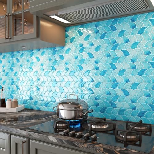 Livelynine 3D Fliesenaufkleber Bad Blau 30x30CM Klebefliesen Küche Blau Meereswelle Optik Fliesen Selbstklebend Küche Wand 3D Wandfliesen Selbstklebend Badezimmer Küchenrückwand Hellblau, 4 Stück Livelynine 3D Fliesenaufkleber Bad Blau 30x30CM Klebefliesen Küche Blau Meereswelle Optik Fliesen Selbstklebend Küche Wand 3D Wandfliesen Selbstklebend Badezimmer Küchenrückwand Hellblau, 4 Stück von Livelynine