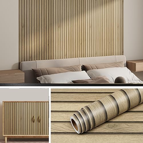 Livelynine Tapete Selbstklebend Holzoptik Braun 40CMx10M Wand Tapeten Wohnzimmer Schlafzimmer Esszimmer Holztapete 3D Optik Selbstklebende Folie Holzoptik Folie für Möbel Holzoptik Paneele Lamellen von Livelynine