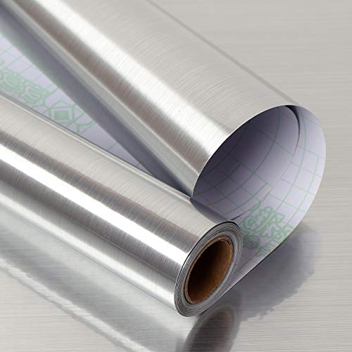 Livelynine 40CMX10.05M Klebefolie Silber Metallic Glänzend Edelstahl Gebürstet Kühlschrank Folie Selbstklebend Metallfolie Selbstklebend Folie für Geschirrspüler Möbel Küchenrückwand Gasherd Minibar Livelynine 40CMX10.05M Klebefolie Silber Metallic Glänzend Edelstahl Gebürstet Kühlschrank Folie Selbstklebend Metallfolie Selbstklebend Folie für Geschirrspüler Möbel Küchenrückwand Gasherd Minibar von Livelynine