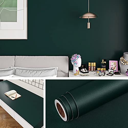 Livelynine 40CMx10M Tapete Grün Uni Klebe Tapete Selbstklebend Badezimmer Wasserfest Wohnzimmer Folie für Küchenschränke Küchenfolie Selbstklebend Schränke Schlafzimmer PVC Vinyl Folie für Fensterbank von Livelynine