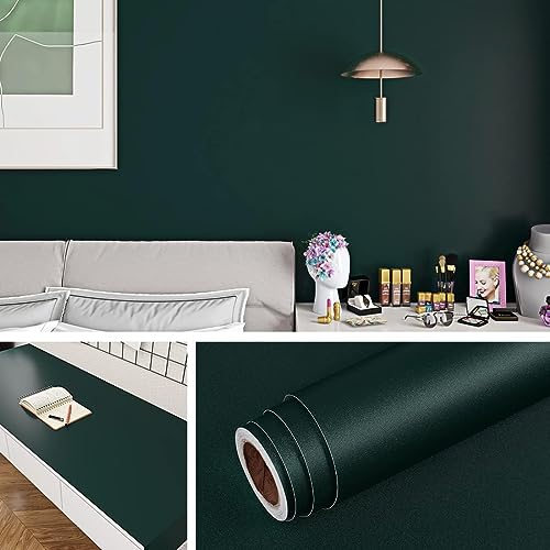 Livelynine 40CMx5M Klebefolie Grün Matt Dekofolie Möbelfolie Kinder Klebefolie Küchenfronten Selbstklebende Folie für Möbel Tischplatte Kommode Kleiderschrank Küchenschrank Wohnwand Schlafzimmer von Livelynine