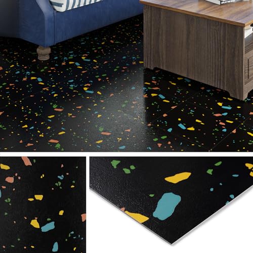 Livelynine Bodenfliesen Selbstklebend Bad Schwarz 30x30CM PVC Fliesen Selbstklebend Boden Küche Terrazzo 32-Fliesen Vinylboden Selbstklebend Fliesenoptik Flur Vinyl Fliesen Selbstklebend Boden Muster Livelynine Bodenfliesen Selbstklebend Bad Schwarz 30x30CM PVC Fliesen Selbstklebend Boden Küche Terrazzo 32-Fliesen Vinylboden Selbstklebend Fliesenoptik Flur Vinyl Fliesen Selbstklebend Boden Muster von Livelynine
