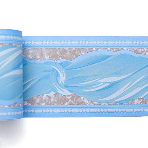 Livelynine Bordüre Selbstklebend für Badezimmer Dekor Floral Wand Bordüre Tapete Kinderzimmer Bordüre Selbstklebend Bordüren 10CM x 10M Blau Selbstklebende Bordüre Bad Selbstklebende Bordüre Küche von Livelynine