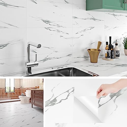 Livelynine Fliesenaufkleber Küche Marmor Hellgrau Klebefliesen Bad Wand Weiß Wasserfest PVC Fliesen Selbstklebend Wand 60x30CM Wandfliesen Aufkleber Bodenfliesen Selbstklebend Wohnzimmer, 4 Fliesen Livelynine Fliesenaufkleber Küche Marmor Hellgrau Klebefliesen Bad Wand Weiß Wasserfest PVC Fliesen Selbstklebend Wand 60x30CM Wandfliesen Aufkleber Bodenfliesen Selbstklebend Wohnzimmer, 4 Fliesen von Livelynine