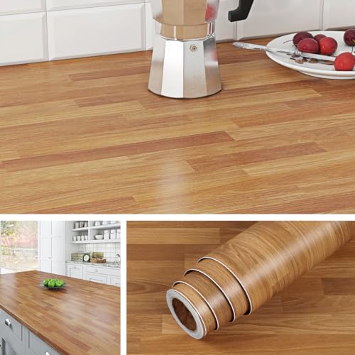 Livelynine Folie Arbeitsplatte Küche Holzoptik 500CM x 90CM Breit Klebefolie Holzoptik Eiche Natur Wasserdicht Folie Holzoptik Selbstklebend Küchenrückwand Tischplatte Arbeitsplatte Folie Holzoptik von Livelynine