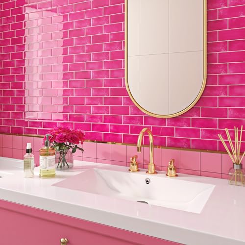 Livelynine Klebefliesen Bad Wand 3D Fliesenaufkleber Küche Rosa 30x30 Selbstklebende Fliesen Küchenrückwand Erikaviolett Badezimmer Fliesen Uberkleben Rosa Dunkel Metro Fliesen Selbstklebend, 32 Stück Livelynine Klebefliesen Bad Wand 3D Fliesenaufkleber Küche Rosa 30x30 Selbstklebende Fliesen Küchenrückwand Erikaviolett Badezimmer Fliesen Uberkleben Rosa Dunkel Metro Fliesen Selbstklebend, 32 Stück von Livelynine