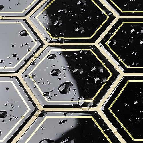 Livelynine Klebefliesen Bad Wand Schwarz Gold 32 Stück Hexagon Fliesen Selbstklebend Küche Wasserfest 3D Fliesenaufkleber Küche Schwarz 30.5x30.5CM Fliesen Selbstklebend Badezimmer Wandfliesen Hexagon Livelynine Klebefliesen Bad Wand Schwarz Gold 32 Stück Hexagon Fliesen Selbstklebend Küche Wasserfest 3D Fliesenaufkleber Küche Schwarz 30.5x30.5CM Fliesen Selbstklebend Badezimmer Wandfliesen Hexagon von Livelynine