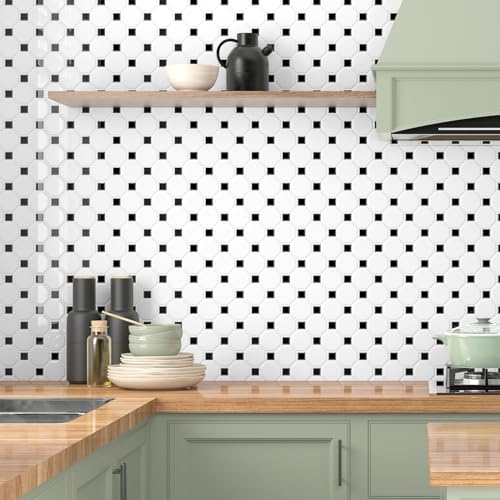 Livelynine Klebefliesen Küche Weiß Schwarz 3D Fliesenaufkleber Bad 30x30CM Wandfliesen Selbstklebend Küche 3D Selbstklebende Fliesen Bad Wand Küchenrückwand Abwaschbar Klebefliesen Wand 3D, 4 Stück Livelynine Klebefliesen Küche Weiß Schwarz 3D Fliesenaufkleber Bad 30x30CM Wandfliesen Selbstklebend Küche 3D Selbstklebende Fliesen Bad Wand Küchenrückwand Abwaschbar Klebefliesen Wand 3D, 4 Stück von Livelynine