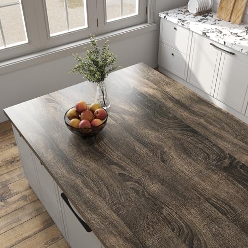 Livelynine Klebefolie Holzoptik Braun Folie für Möbel Holzoptik Tisch Schreibtisch 40CMx5M Folie Arbeitsplatte Küche Holz Optik Tapete Selbstklebend Holz Dunkel Selbstklebende Folien Küchenfront von Livelynine