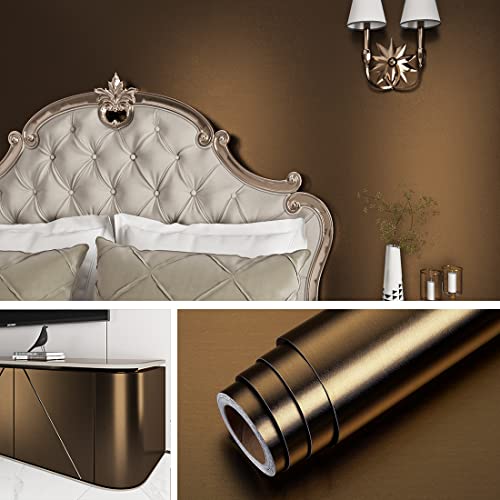 Livelynine Klebefolie Küche Gold Möbelfolie Selbstklebend Gold Küchenfronten Küchenschränke Wasserfest Selbstklebende Tapete Vintage Schlafzimmer Wohnzimmer Selbstklebende Folie Küche 40CMx2M von Livelynine