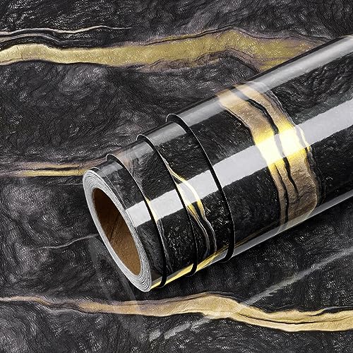 Livelynine Klebefolie Küche Marmor Schwarz Gold 500CMx60CM Folie Arbeitsplatte Küche Marmor Schwarz Hitzebeständig Selbstklebende Tapete Marmoroptik Badezimmer Wand Möbelfolie Selbstklebend Tisch Livelynine Klebefolie Küche Marmor Schwarz Gold 500CMx60CM Folie Arbeitsplatte Küche Marmor Schwarz Hitzebeständig Selbstklebende Tapete Marmoroptik Badezimmer Wand Möbelfolie Selbstklebend Tisch von Livelynine