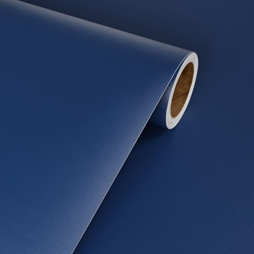 Livelynine Klebefolie Möbel Blau Matt Selbstklebende Tapete Dunkelblau für Tapete Schlafzimmer Badezimmer Möbelfolie Selbstklebend Königsblau Wasserdicht Folie für Möbel Tisch Küchenfront Uni 40CMx2M von Livelynine