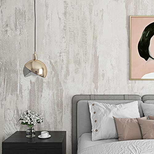 Livelynine Klebefolie Möbel Weiss und Silber Möbelfolie Selbstklebend Betonoptik Hell Wasserdichte Klebefolie Küche Arbeitsplatte Schrankfolie PVC Folie für Tisch Kommode Tapete Badezimmer 40CM X 2M von Livelynine
