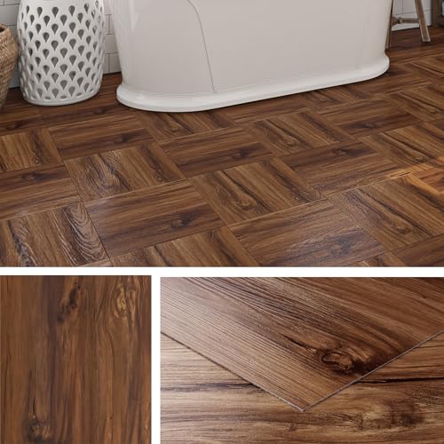 Livelynine PVC Bodenbelag Selbstklebend Fliesenoptik 30x30CM Vinylboden Selbstklebend Badezimmer Küche Wasserdicht Selbstklebende Bodenfliesen Holzoptik Natur Schlafzimmer Wohnzimmer, 4 Fliesen von Livelynine