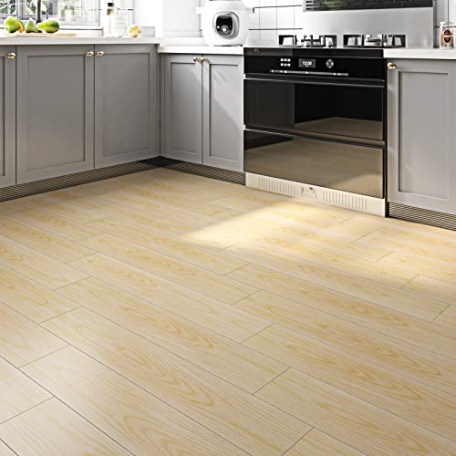 Livelynine PVC Bodenbelag Selbstklebend Holzoptik Natur 90x15CM Vinylboden Selbstklebend Holzoptik Hell 32-Fliesen Wasserfest Linoleum Bodenbelag Küche Badezimmer Vinyl Bodenbelag Selbstklebend Flur von Livelynine