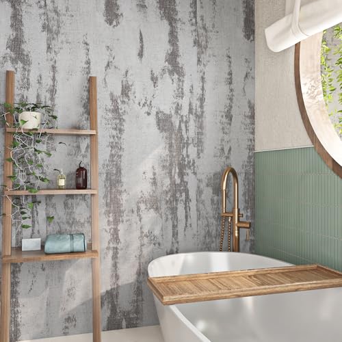 Livelynine Tapete Betonoptik Hellgrau 40CMx10M Klebefolie Betonoptik Möbel Abwaschbar Selbstklebende Tapete Badezimmer Schlafzimmer Esszimmer Wand Schrankfolie Beton Grau Möbelfolie Selbstklebend von Livelynine