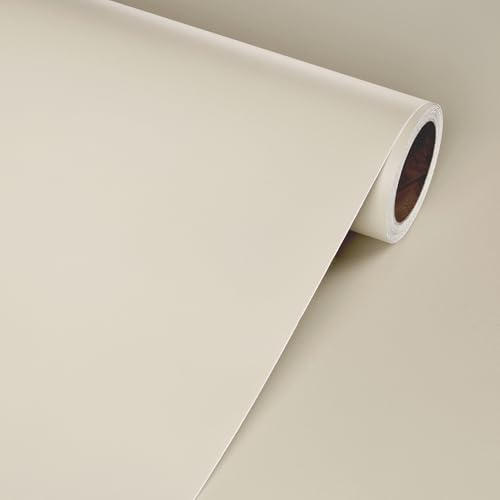 Livelynine Tapete Selbstklebend Beige Braun 40CMx10M Selbstklebende Tapete Schlafzimmer Bad Wand Wasserfest Klebefolie Beige Matt Küche Möbelfolie Selbstklebend Schreibtisch Esstisch Schrank von Livelynine
