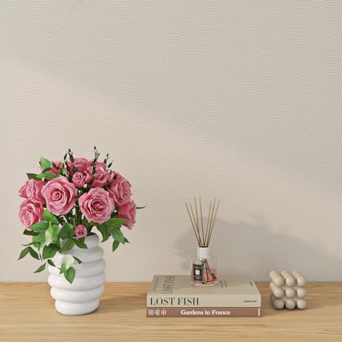 Livelynine Tapete Selbstklebend Beige Struktur Wandtapete Wohnzimmer Schlafzimmer Flur 40CMx5M Wasserfest Möbelfolie Selbstklebend Schränke Klebefolie Möbel Küche Badezimmer Möbelfolie von Livelynine