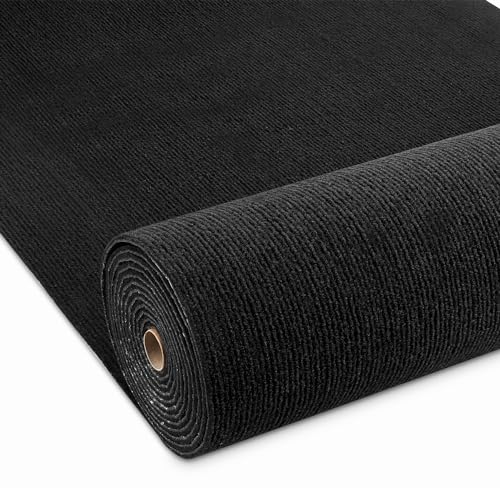 Livelynine Teppich Wohnzimmer Schlafzimmer Flur Rutschfest Auslegware Teppichboden Meterware 400 cm X 60cm Breit Abwaschbare Teppich Bodenbelag Schwarz für Büro Gewerbe Haus Bodenteppich Kinderzimmer von Livelynine