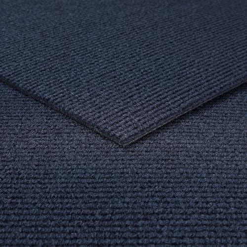 Livelynine Teppichfliesen Selbstklebend Blau Abwaschbare Teppichboden Fliesen Selbstklebend 30x30CM Teppich Wohnzimmer Schlafzimmer Flur Teppich Boden für Haus Büro Gewerbe Dunkelblau 4 Teppichfliesen von Livelynine