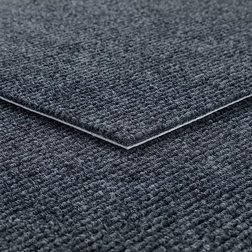 Livelynine Teppichfliesen Selbstklebend Dunkelgrau 32 Teppichfliesen Rutschfest Teppichboden Fliesen Selbstklebend 30x30CM Waschbarer Bodenteppich Schlafzimmer Büro Haus Gewerbe Teppich Fliesen Kleber von Livelynine