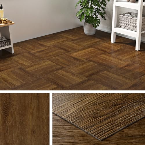 Livelynine Vinylboden Selbstklebend Fliesenoptik 30x30CM PVC Bodenbelag Selbstklebend Holzoptik Braun Wasserdicht Bodenfliesen Selbstklebend Bad Küche Linoleum Bodenbelag Holzoptik Dunkel, 4 Fliesen Livelynine Vinylboden Selbstklebend Fliesenoptik 30x30CM PVC Bodenbelag Selbstklebend Holzoptik Braun Wasserdicht Bodenfliesen Selbstklebend Bad Küche Linoleum Bodenbelag Holzoptik Dunkel, 4 Fliesen von Livelynine