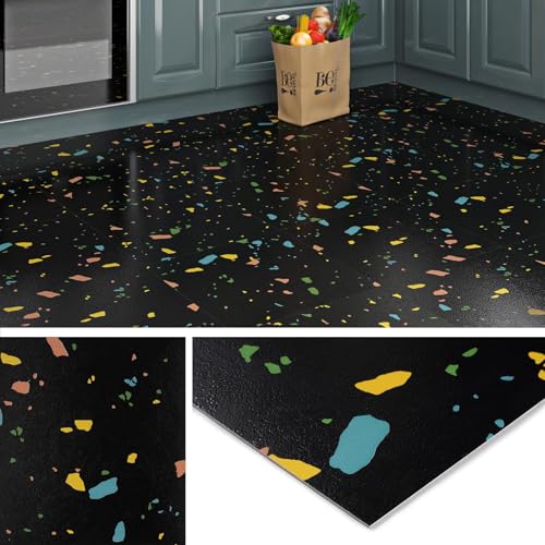 Livelynine Vinylboden Selbstklebend Schwarz PVC Bodenbelag Selbstklebend Fliesenoptik 30x30CM Bodenfliesen Selbstklebend Bad Terrazzo Bunt Selbstklebende Fliesen Boden Küche Wasserfest, 4 Fliesen Livelynine Vinylboden Selbstklebend Schwarz PVC Bodenbelag Selbstklebend Fliesenoptik 30x30CM Bodenfliesen Selbstklebend Bad Terrazzo Bunt Selbstklebende Fliesen Boden Küche Wasserfest, 4 Fliesen von Livelynine