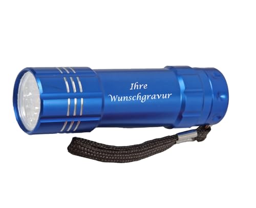 LED Taschenlampe mit Gravur / aus Metall / Farbe: blau von Livepac-Office