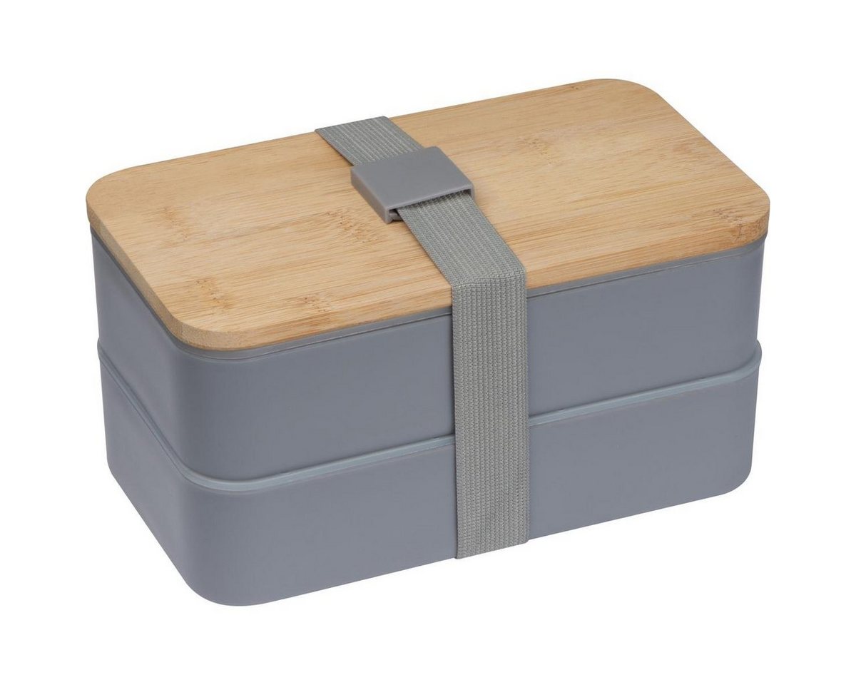 Livepac Office Lunchbox Große Brotdose / Lunchbox / 2-stöckig / mit Besteck / Farbe: grau von Livepac Office