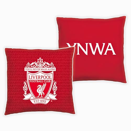 Character World Liverpool FC offizielles rotes Kissen, superweich, wendbar, 2-seitig, Fußballclub-YNWA-Design, perfekt für jedes Schlafzimmer, Sofa oder auf dem Bett, 40 x 40 cm von Character World