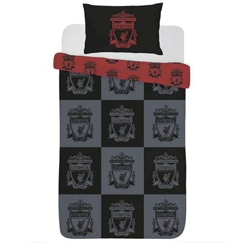 Dreamtex Liverpool Schachbrett-Bettwäsche-Set für Einzelbett, wendbar von Liverpool FC