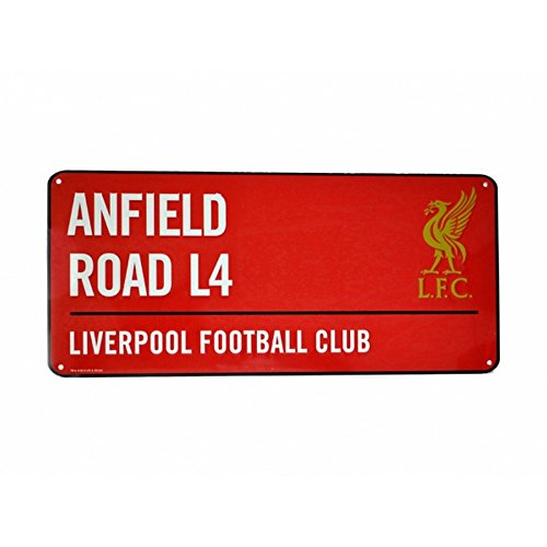 Liverpool FC Metallschild mit offiziellem Clubwappen und Stadionadresse (Einheitsgröße) (Rot) von Liverpool FC