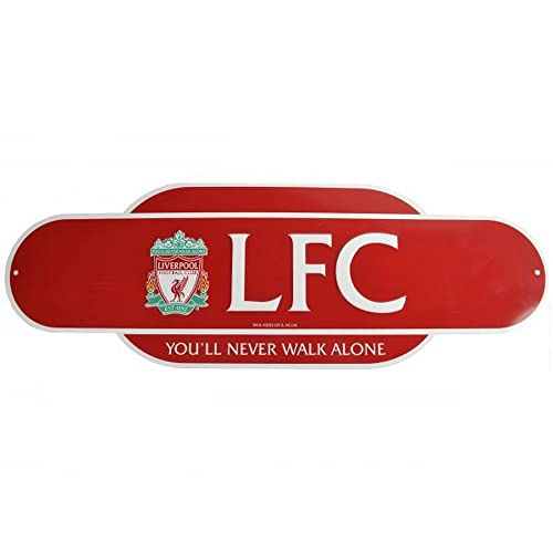 Liverpool FC Schild mit Aufschrift "You´ll Never Walk Alone", Retro-Stil, Einheitsgröße, Rot / Weiß von Liverpool FC