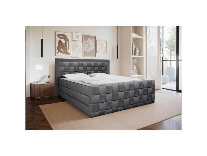 Livetastic BOXSPRINGBETT, Graphit, H3, Höhe ca. 18 cm, 160x200 cm, Bettkasten, gepolstertes Kopfteil, Topper durchgehend, in verschiedenen Größen von Livetastic