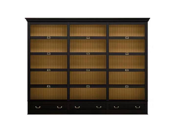 Livetastic BÜCHERWAND UrbanClass, Schwarz, Metall, Pinie, massiv, 12 Fächer, 3 Schubladen, 311x238.5x46.5 cm, Wohnzimmer, Regale, Bücherregale von Livetastic