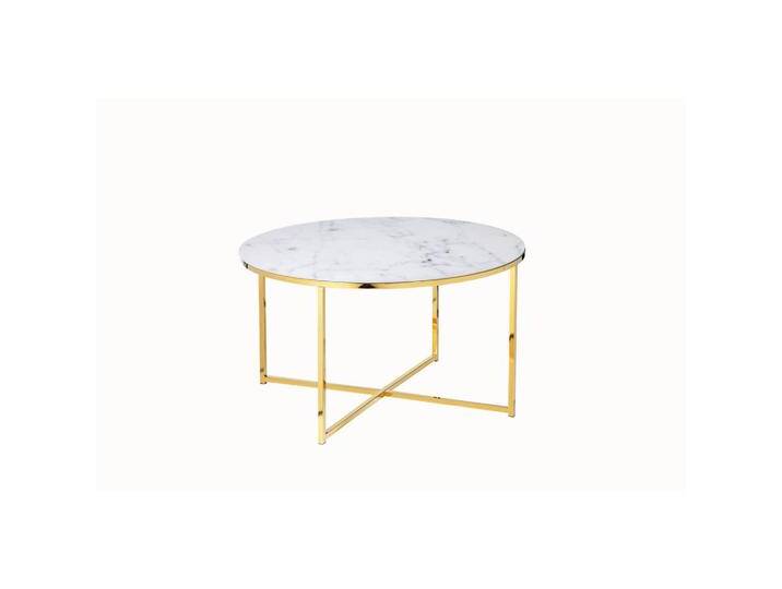 Livetastic COUCHTISCH, Weiß, Gold, Metall, Glas, Marmoroptik, rund, Kufe, 80x45x80 cm, Wohnzimmer, Wohnzimmertische, Couchtische, Couchtische von Livetastic