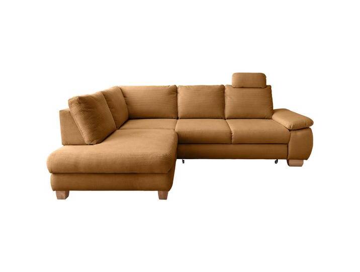 Livetastic ECKSCHLAFSOFA, Gold, 4-Sitzer, 261x206 cm, Liegefunktion, Rücken echt, Armteil rechts, Wohnzimmer, Sofas & Couches, Schlafsofas, von Livetastic