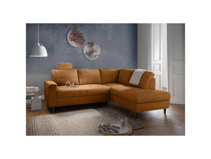Livetastic ECKSCHLAFSOFA Passione, Gold, Buche, Uni, 4-Sitzer, 242x200 cm, Made in EU, Rücken echt, Wohnzimmer, Sofas & Couches, Wohnlandschaften von Livetastic
