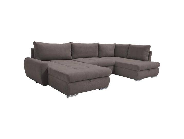 Livetastic ECKSOFA, Graubraun, 3-Sitzer, Füllung: Schaumstoff, Ottomane links, U-Form, 322x174 cm, Made in EU, Schlafen auf Sitzhöhe, Rücken echt, von Livetastic