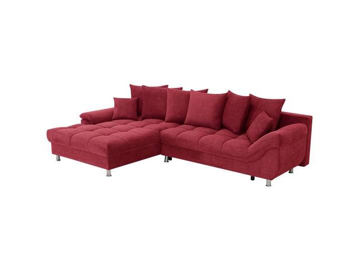 Livetastic ECKSOFA ERICE, Rot, 4-Sitzer, Füllung: Schaumstoffflocken,Schaumstoffflocken, Ottomane links, L-Form, 312x198 cm, Made in EU, von Livetastic