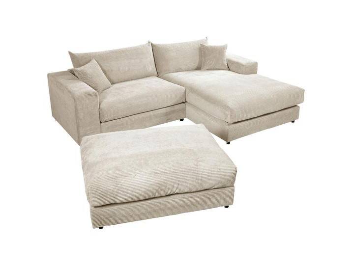 Livetastic ECKSOFA FUNNY S, Creme, 3-Sitzer, Füllung: Polyurethan (PUR),Polyurethan (PUR), Ottomane rechts, L-Form, 265x180 cm, Made in EU, von Livetastic