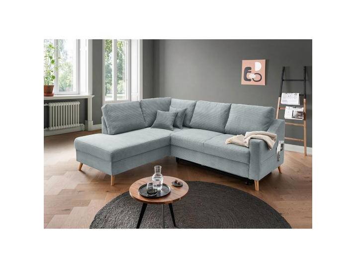 Livetastic ECKSOFA Valentina, Hellblau, Buche, Uni, 4-Sitzer, Füllung: Schaumstoff, Ottomane links, L-Form, 230x200 cm, Made in EU, Liegefunktion, von Livetastic