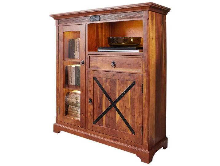 Livetastic HIGHBOARD, Akazie, Metall, Akazie, massiv, 3 Fächer, 1 Schubladen, 114x129x45 cm, Holzmöbel, Kleinmöbel Holz, Holzkommoden, Highboards Holz von Livetastic
