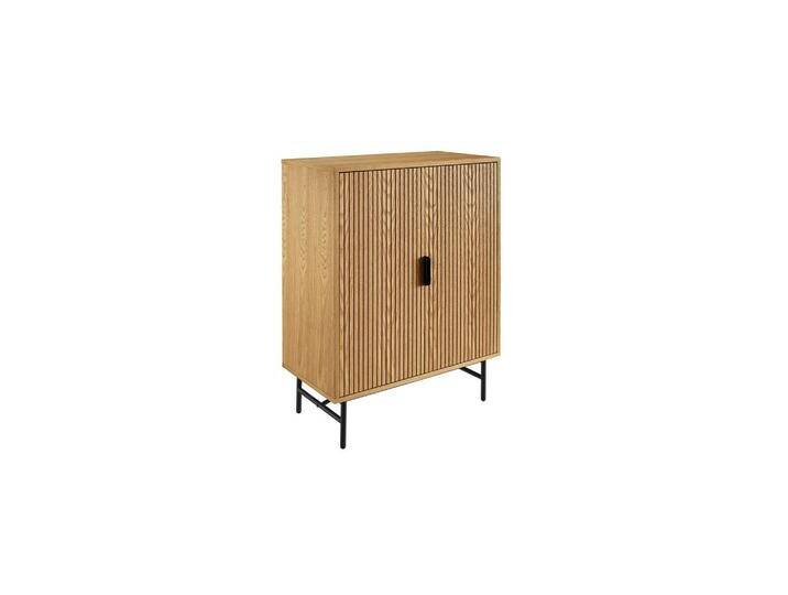 Livetastic KOMMODE, Schwarz, Eiche, Metall, Eiche, furniert, 4 Fächer, 80x110x40 cm, stehend, Wohnzimmer, Kommoden & Sideboards, Kommoden von Livetastic