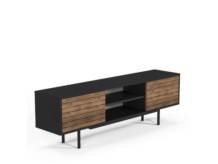 Livetastic Lowboard Kyoto, Schwarz, Walnuss, 160x50.5x35 cm, Wohnzimmer, Wohnwände, Lowboards Livetastic Lowboard Kyoto, Schwarz, Walnuss, 160x50.5x35 cm, Wohnzimmer, Wohnwände, Lowboards von Livetastic